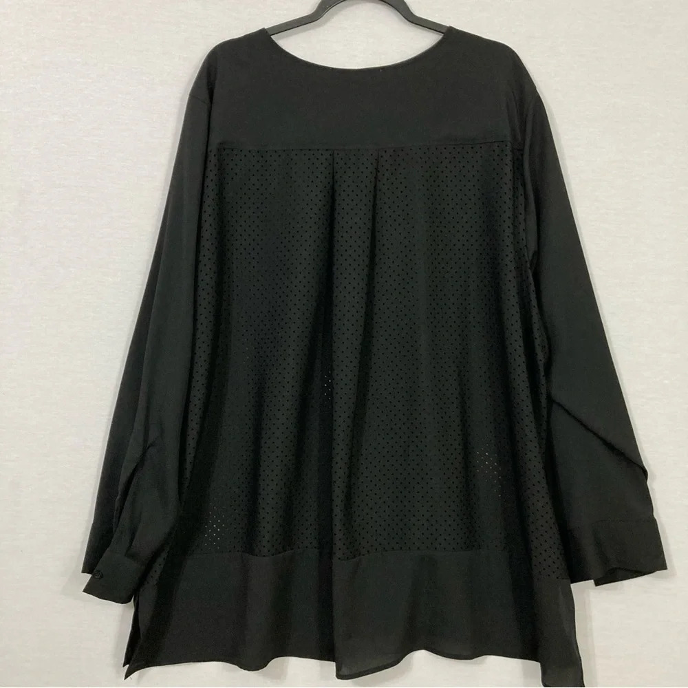 New Calvin Klein‎ Black Polka Dot Round Neck Long Sleeve Business Casual Top 3X - Picture 11 of 12